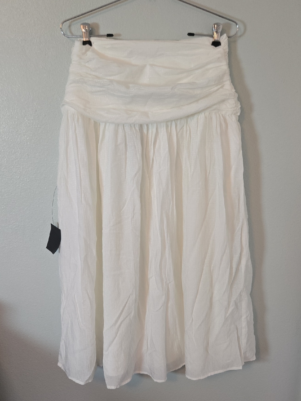 Lulus | NWT Kesia White Textured A-Line Midi Skirt Size Medium - Picture 6 of 10